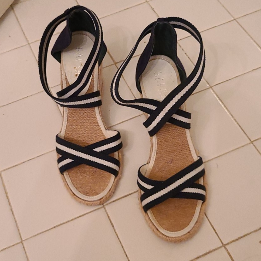 Ralph Lauren 7.5 Navy and White Espedrilles
